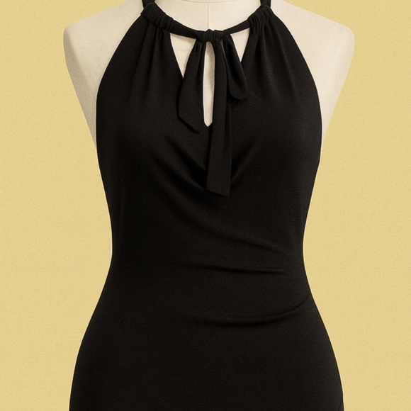 Black Halter Backless Drape Maxi Dress – Size: L - Picture 1 of 4